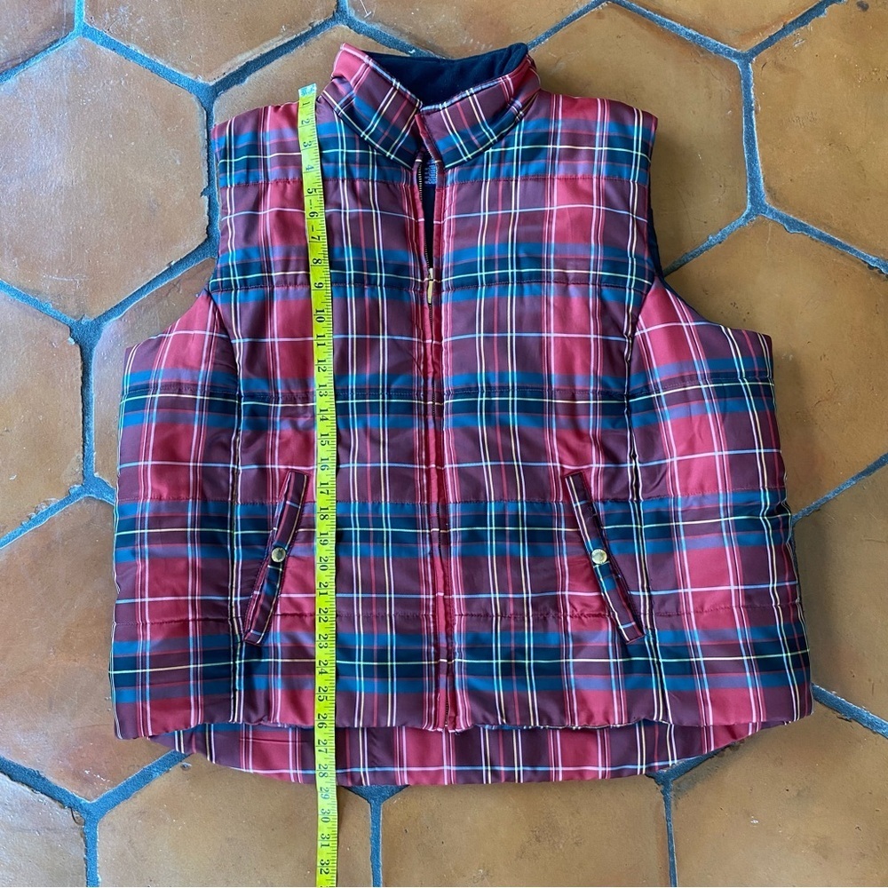 Chaps Ralph Lauren Womens Puffer Red Plaid Full Zip Vest 3X Preppy Old Money - Picture 5 of 6